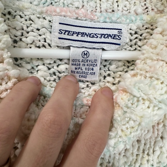 Vintage 80s Stepping Stones Pullover‎ Sweater Pastel Size M - Picture 3 of 3